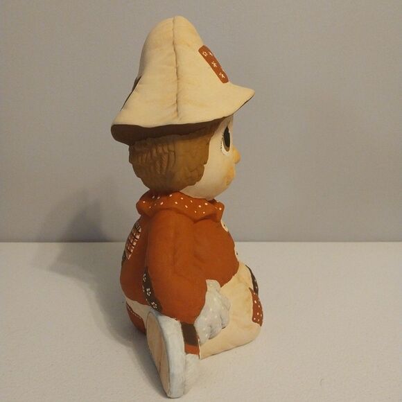 Vintage Ceramic Scarecrow Figurine Handmade Hand Painted Large Fall Harvest Cute - Picture 5 of 14
